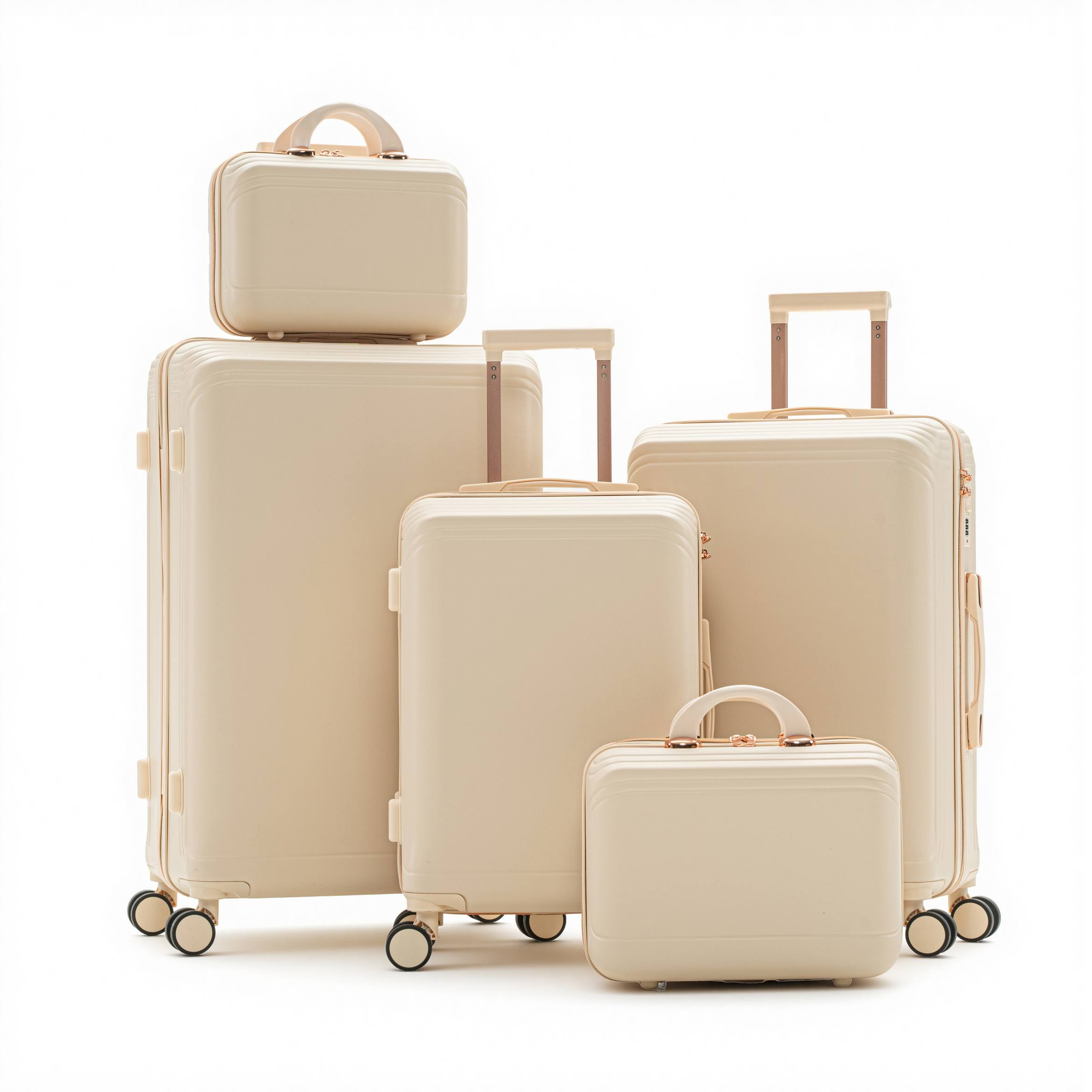 Минималистикалық ABS 5 бөліктен тұратын қатты қабық багаж жинағы